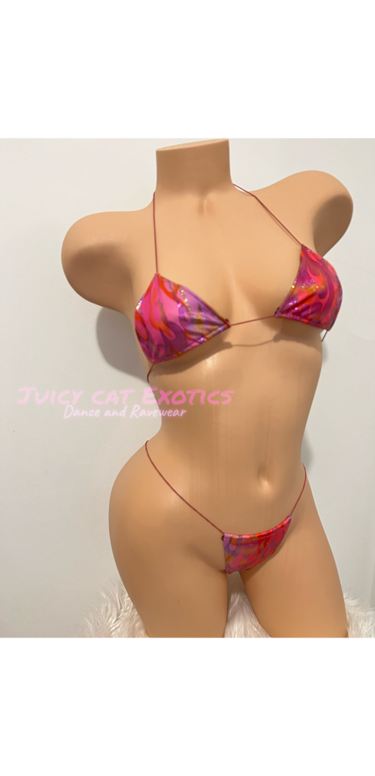 Flames Micro Kini -Pink